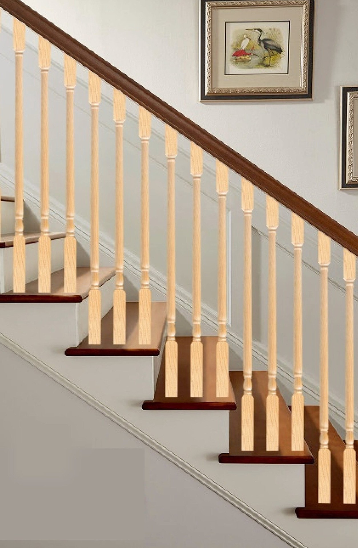 slide 2 of 6, Crown Heritage 35-in x 1.25-in Colonial Unfinished Red oak Square top Universal Turned Stair Baluster, 1 ct