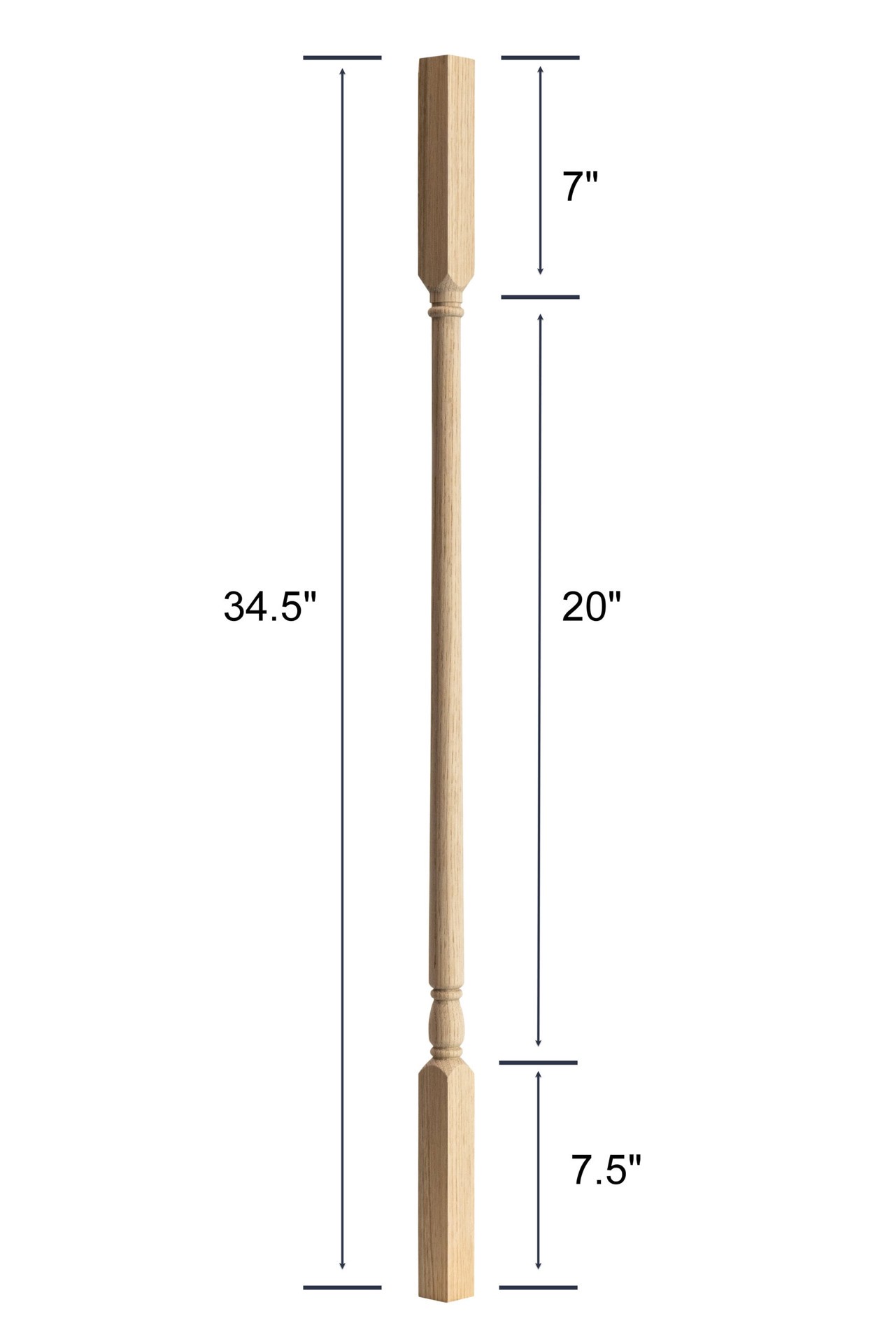 slide 4 of 6, Crown Heritage 35-in x 1.25-in Colonial Unfinished Red oak Square top Universal Turned Stair Baluster, 1 ct