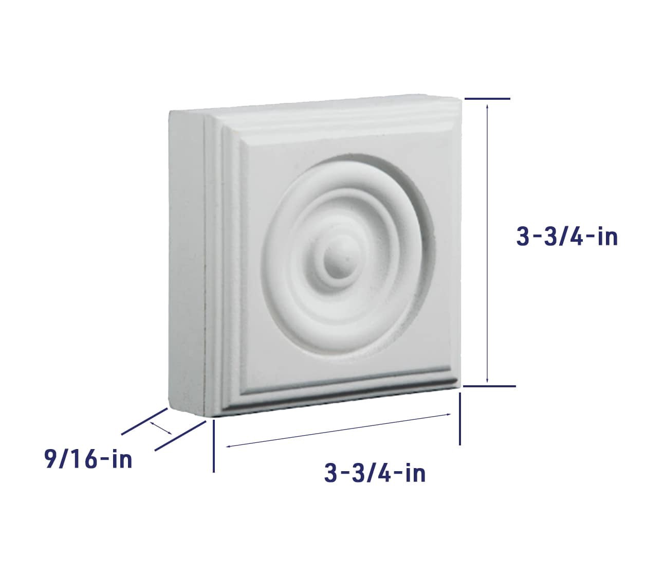 slide 3 of 6, RELIABILT 3.75-in x 3.75-in Primed MDF Square Bullseye Rosette, 1 ct