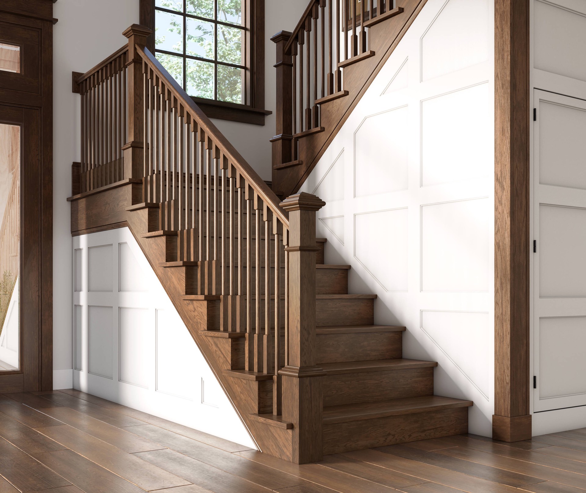 slide 2 of 6, Crown Heritage 57.406-in x 8.0313-in Unfinished Red oak Universal Stair Newel Post, 1 ct