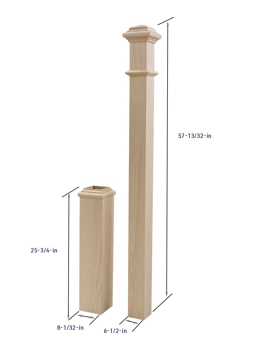 slide 4 of 6, Crown Heritage 57.406-in x 8.0313-in Unfinished Red oak Universal Stair Newel Post, 1 ct