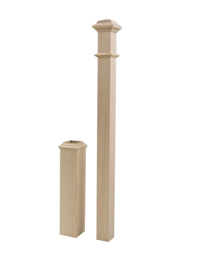 slide 1 of 6, Crown Heritage 57.406-in x 8.0313-in Unfinished Red oak Universal Stair Newel Post, 1 ct
