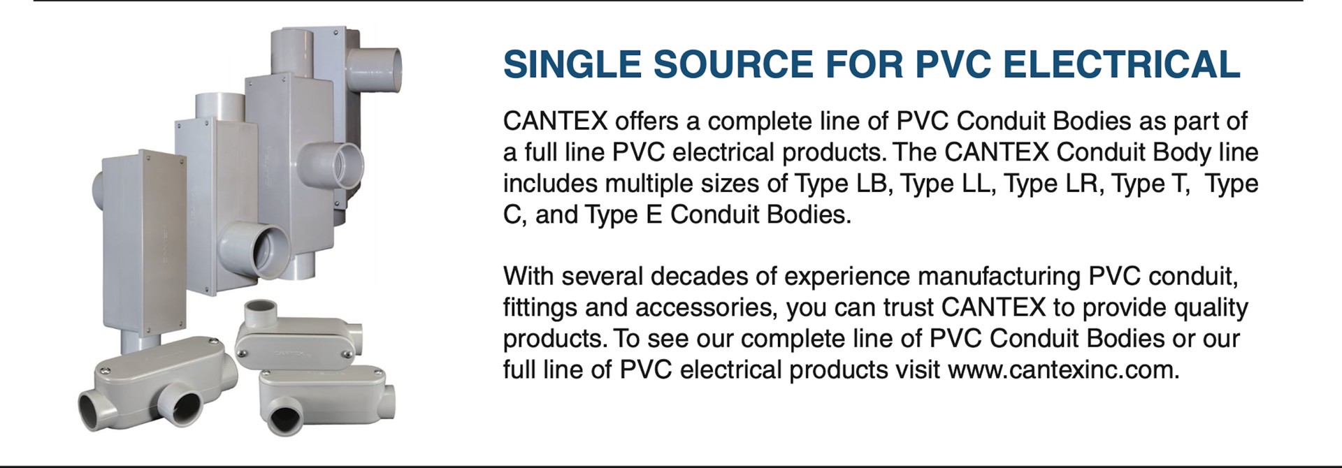 slide 5 of 5, CANTEX Conduit Body 3/4-in PVC Type LL conduit bodies, 1 ct