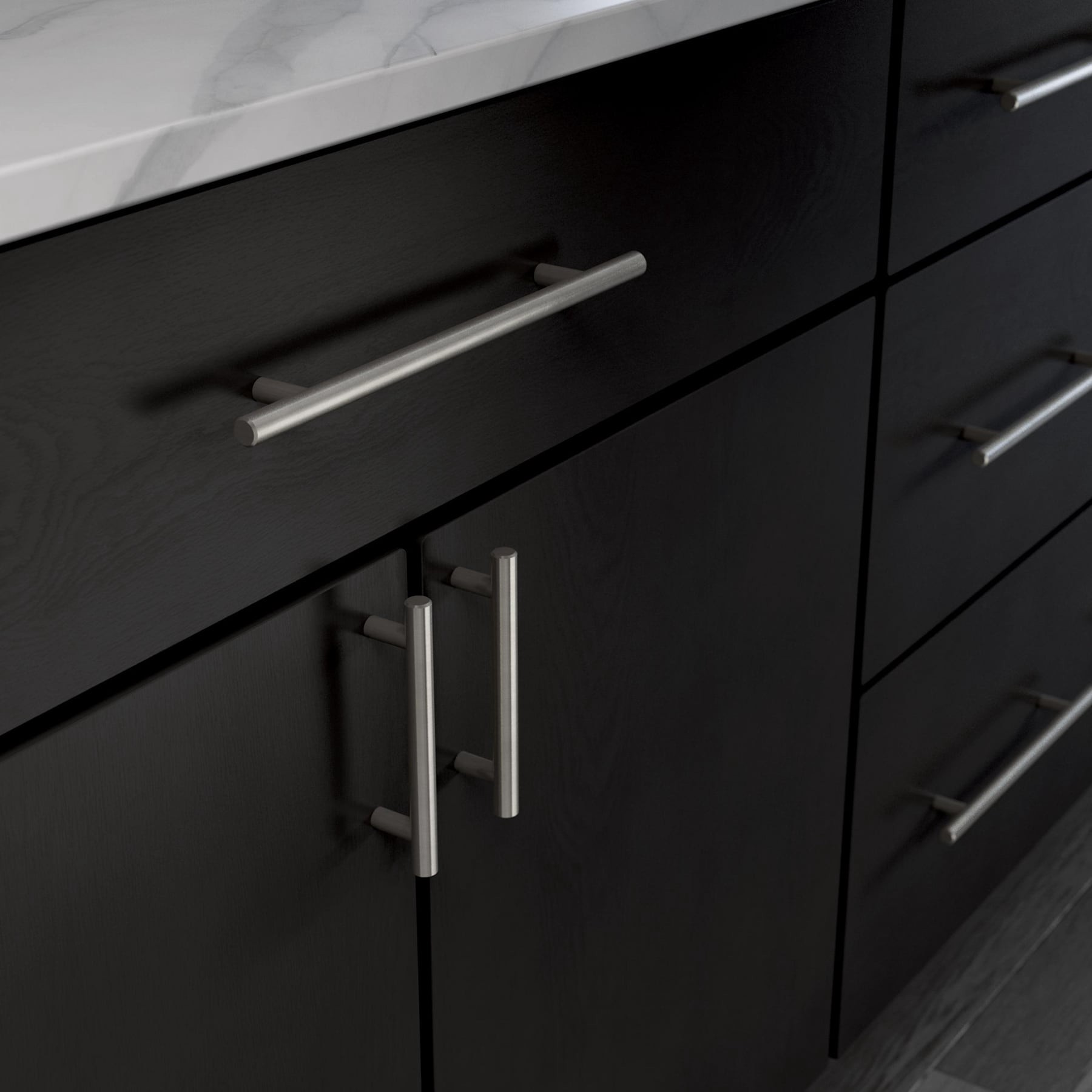 slide 2 of 6, Origin 21 Axel 7-9/16-in , 192mm Center to Center Solid Stainless Steel Cylindrical Bar Drawer Pull, 1 ct