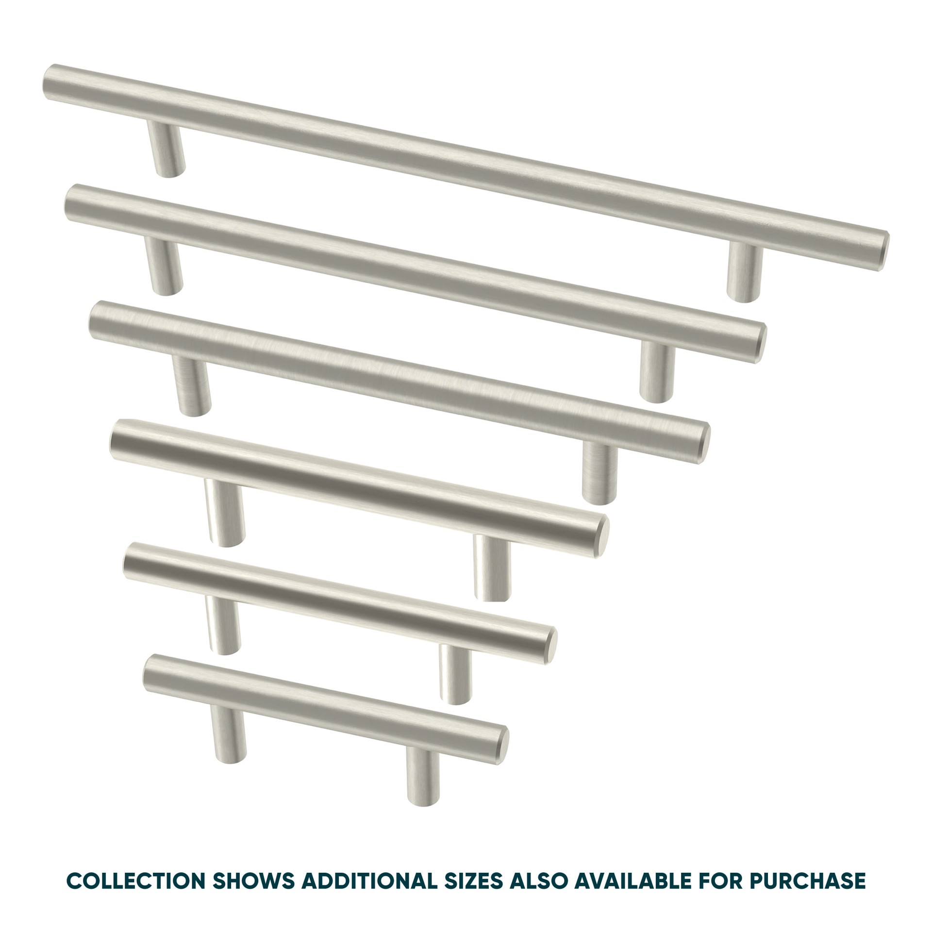 slide 3 of 6, Origin 21 Axel 7-9/16-in , 192mm Center to Center Solid Stainless Steel Cylindrical Bar Drawer Pull, 1 ct