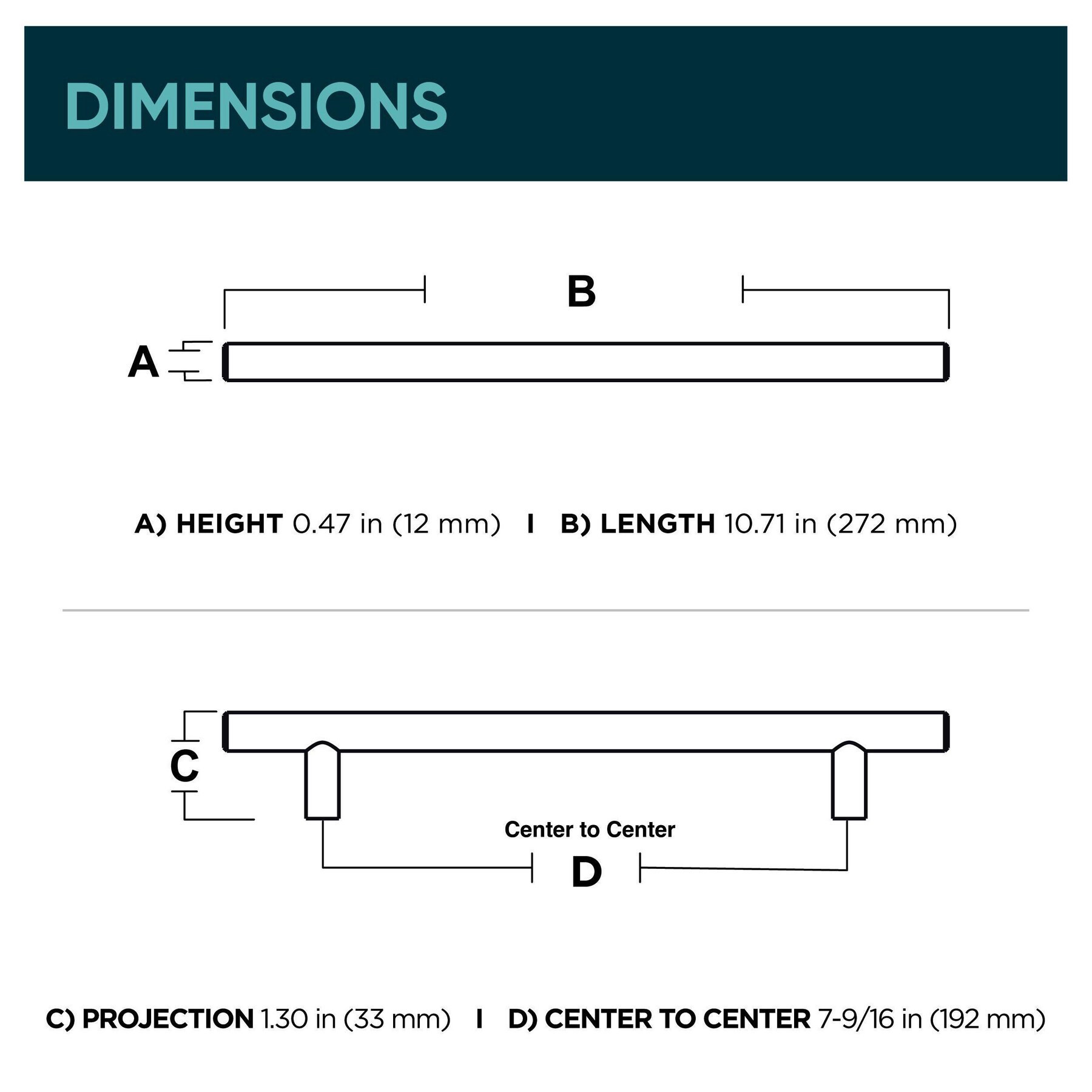 slide 5 of 6, Origin 21 Axel 7-9/16-in , 192mm Center to Center Solid Stainless Steel Cylindrical Bar Drawer Pull, 1 ct
