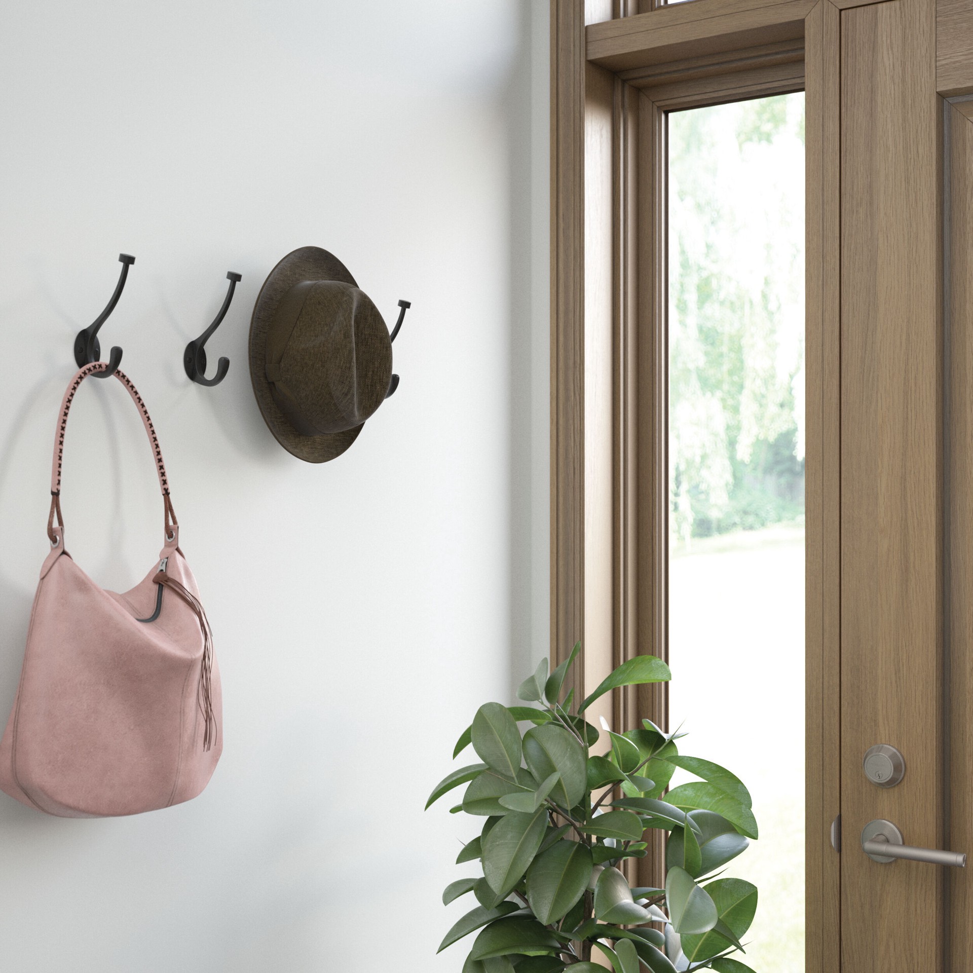 slide 2 of 6, allen + roth 1 -Hook 3.1417-in x 5.6102-in H Matte Black Decorative Wall Hook ( 25-lb Capacity), 1 ct