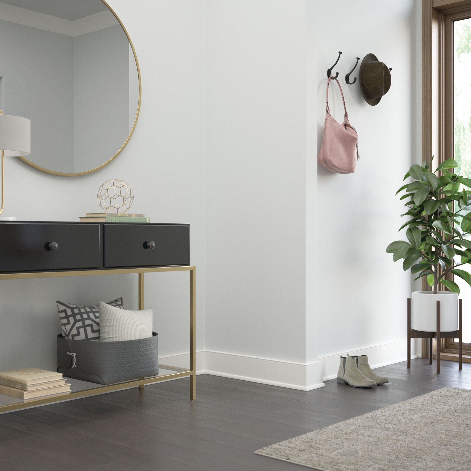 slide 4 of 6, allen + roth 1 -Hook 3.1417-in x 5.6102-in H Matte Black Decorative Wall Hook ( 25-lb Capacity), 1 ct