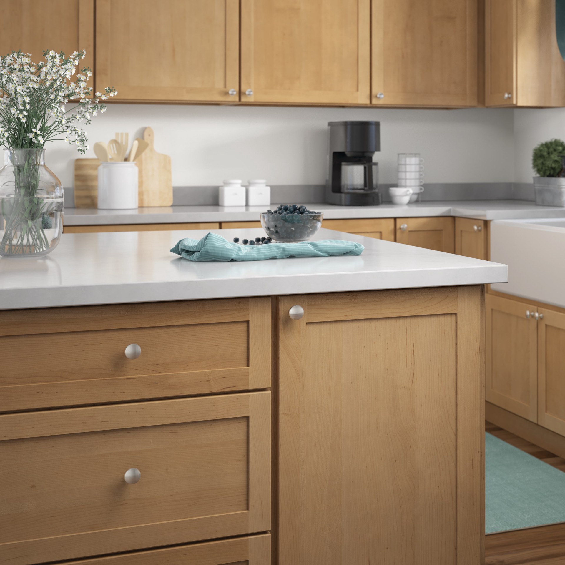 slide 5 of 6, allen + roth Charles 1-3/16-in Satin Nickel Round Transitional Cabinet Knob, 1 ct