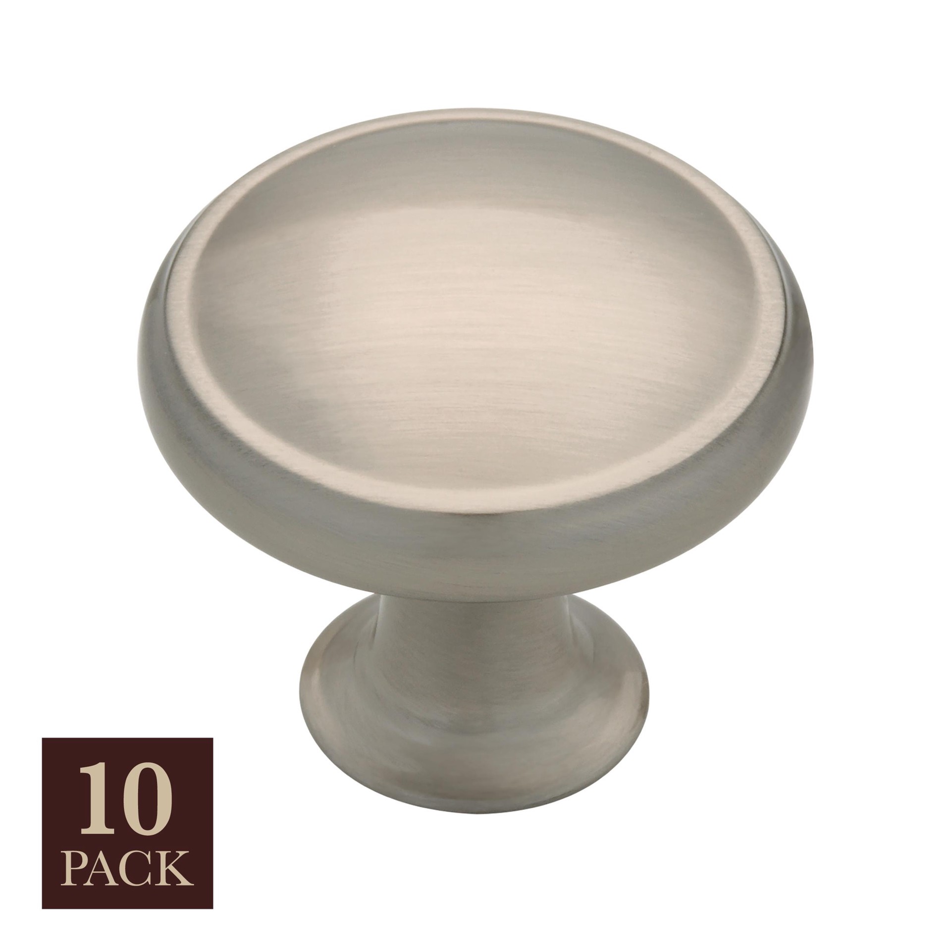 slide 1 of 6, allen + roth Barnabas 1-3/16-in Satin Nickel Round Transitional Cabinet Knob 10 -Pack, 1 ct