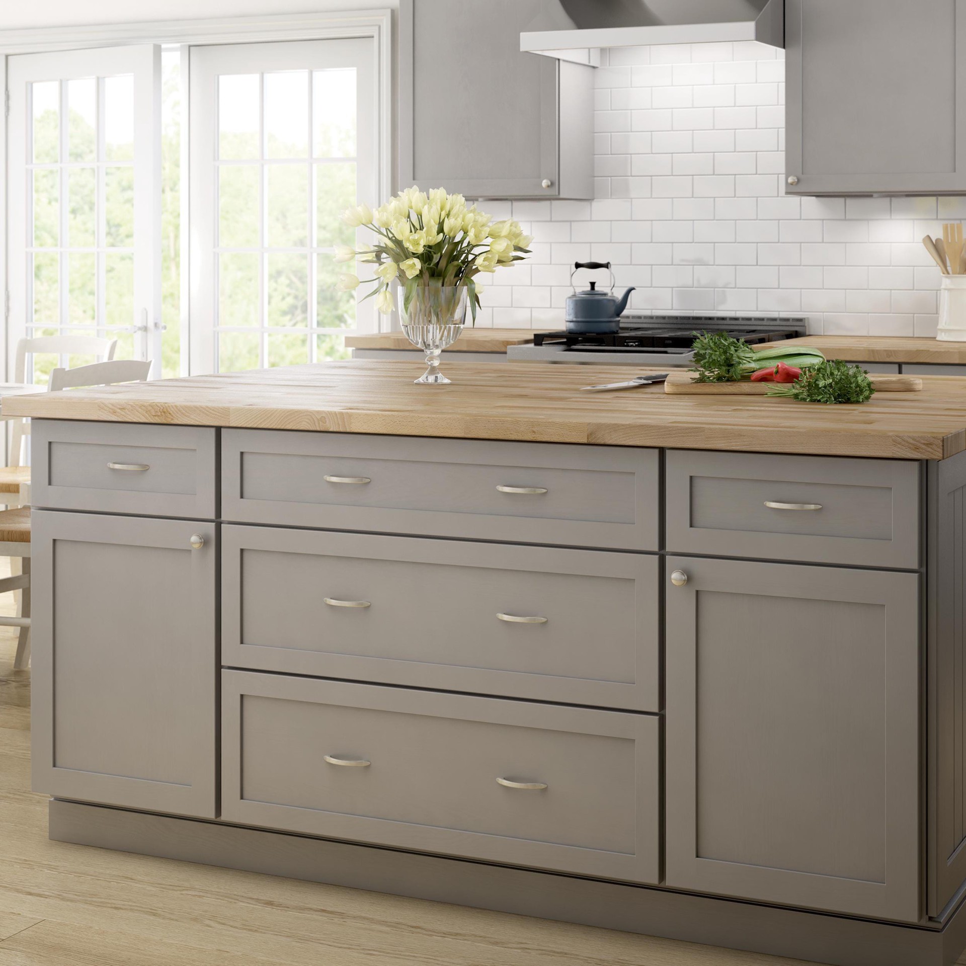 slide 5 of 6, allen + roth Tindley 1-1/8-in Satin Nickel Round Transitional Cabinet Knob 10 -Pack, 1 ct