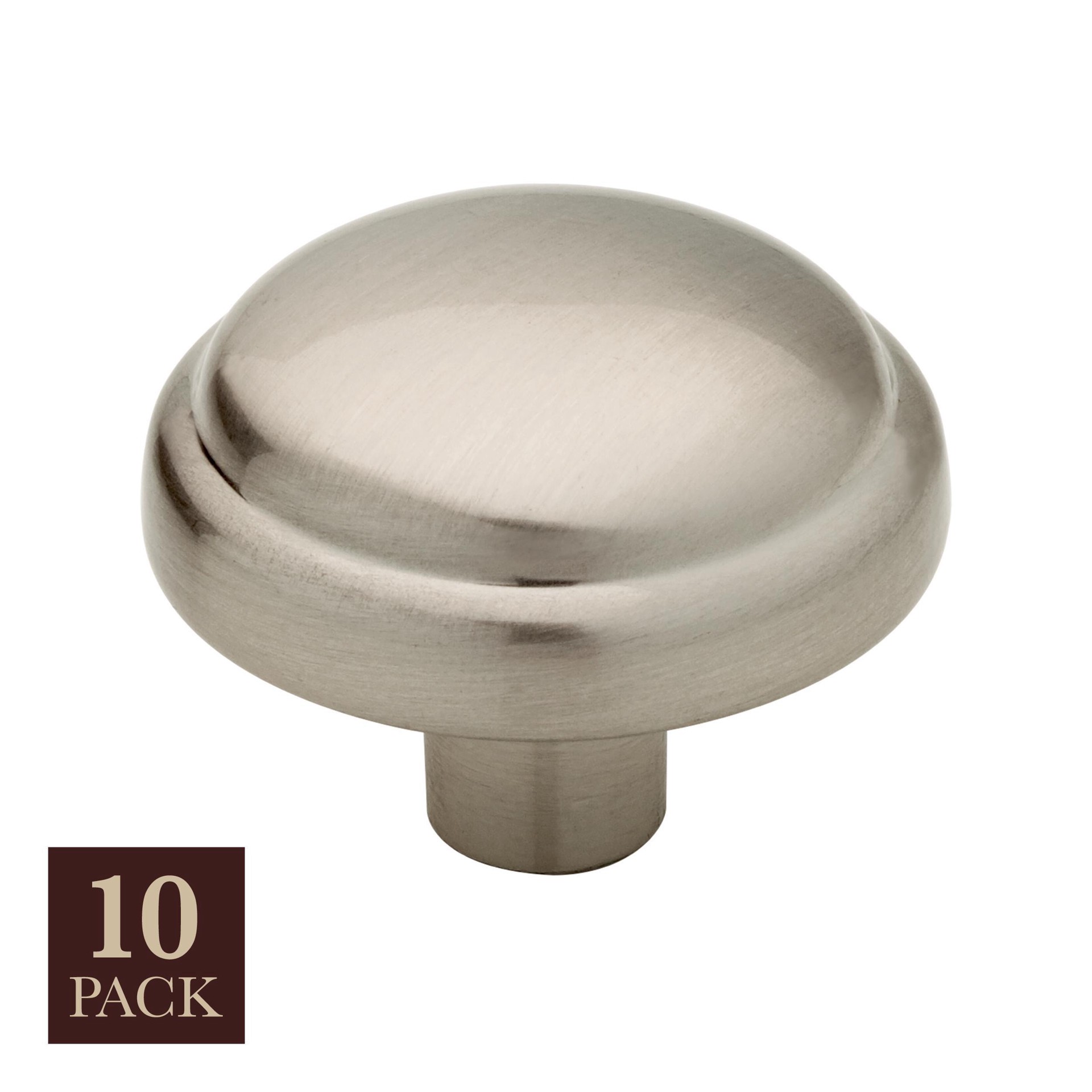 slide 1 of 6, allen + roth Tindley 1-1/8-in Satin Nickel Round Transitional Cabinet Knob 10 -Pack, 1 ct