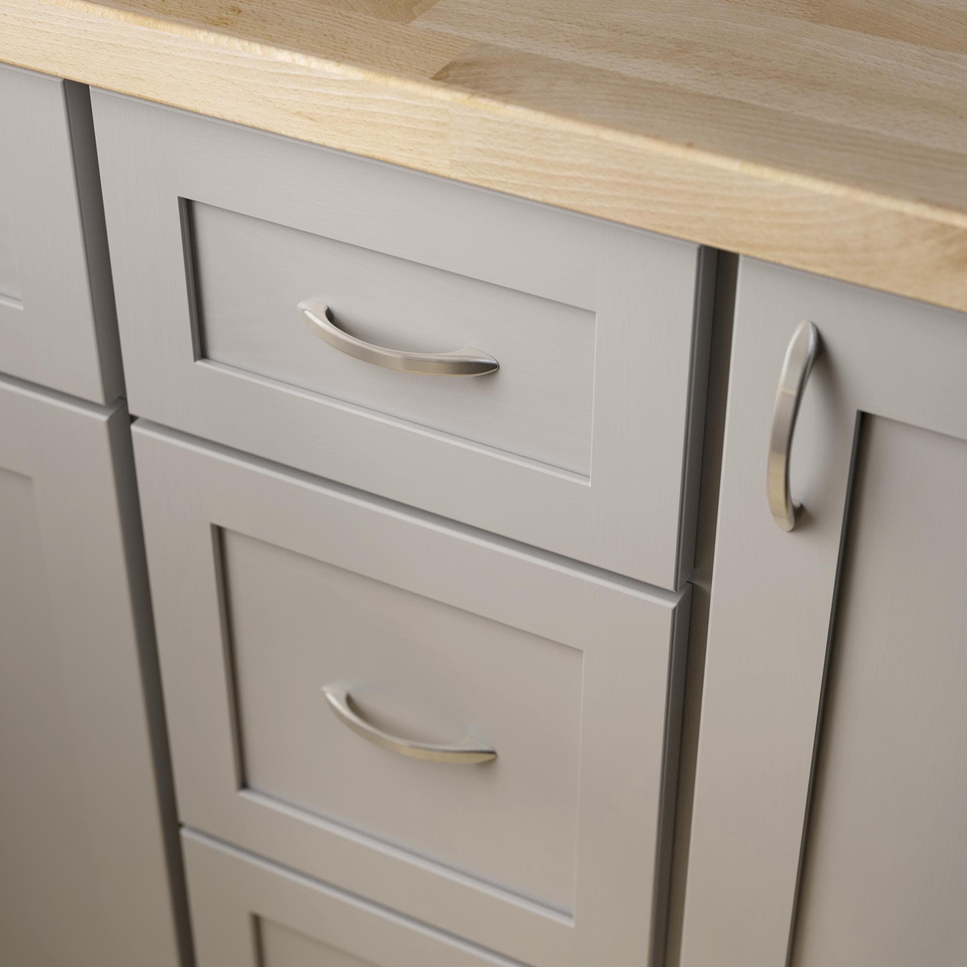 slide 2 of 6, allen + roth Fintan 3-in , 76mm Center to Center Satin Nickel Arch Handle Drawer Pull 10 -Pack, 1 ct