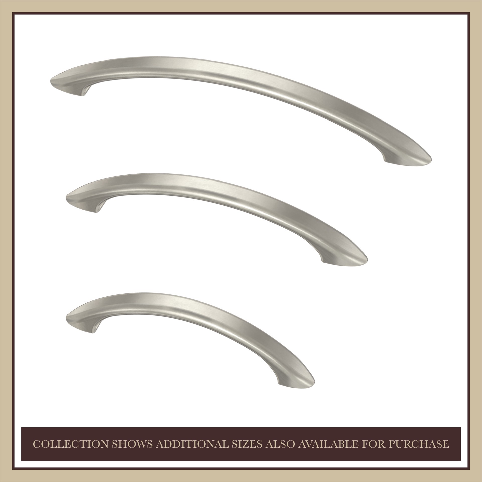 slide 3 of 6, allen + roth Fintan 3-in , 76mm Center to Center Satin Nickel Arch Handle Drawer Pull 10 -Pack, 1 ct