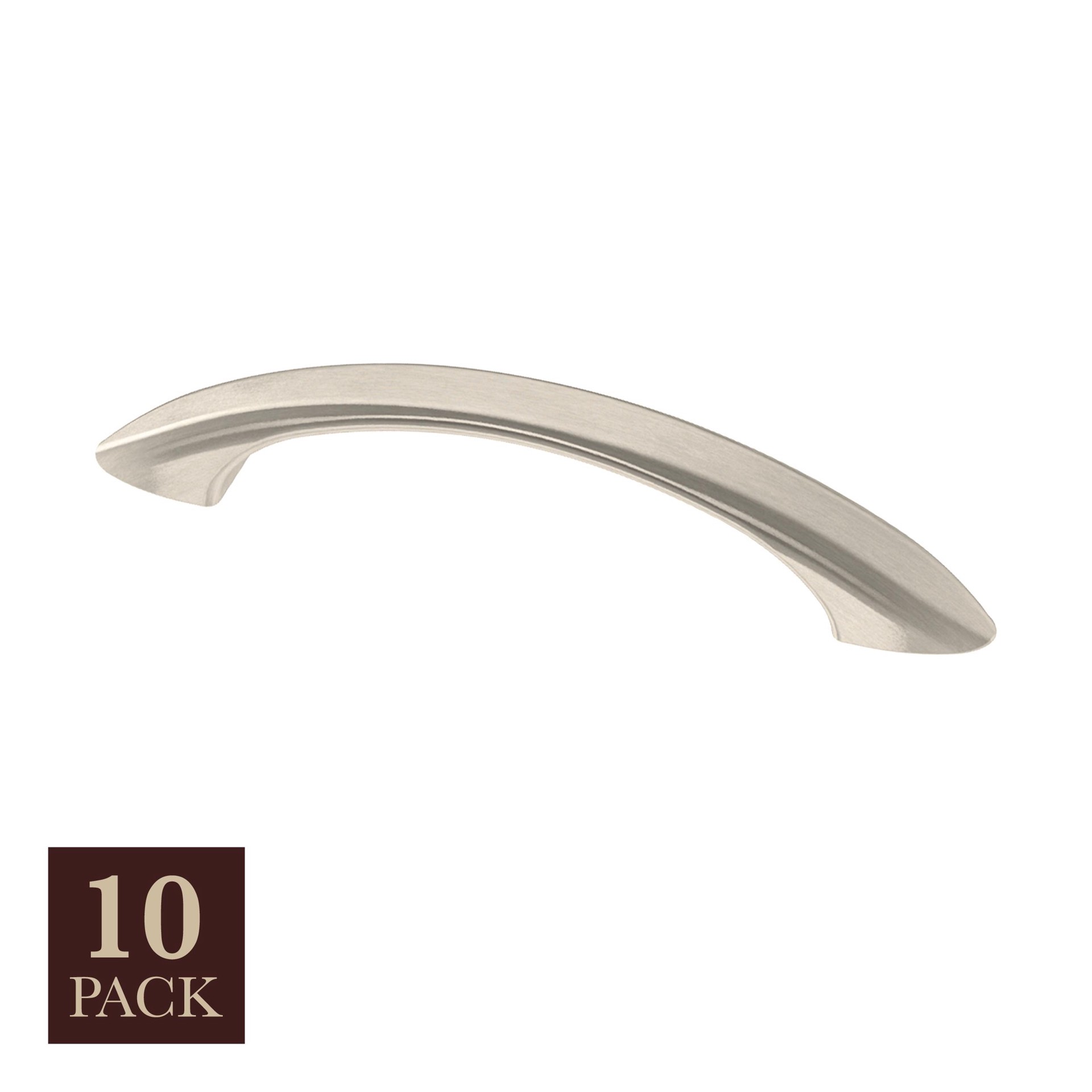 slide 1 of 6, allen + roth Fintan 3-in , 76mm Center to Center Satin Nickel Arch Handle Drawer Pull 10 -Pack, 1 ct