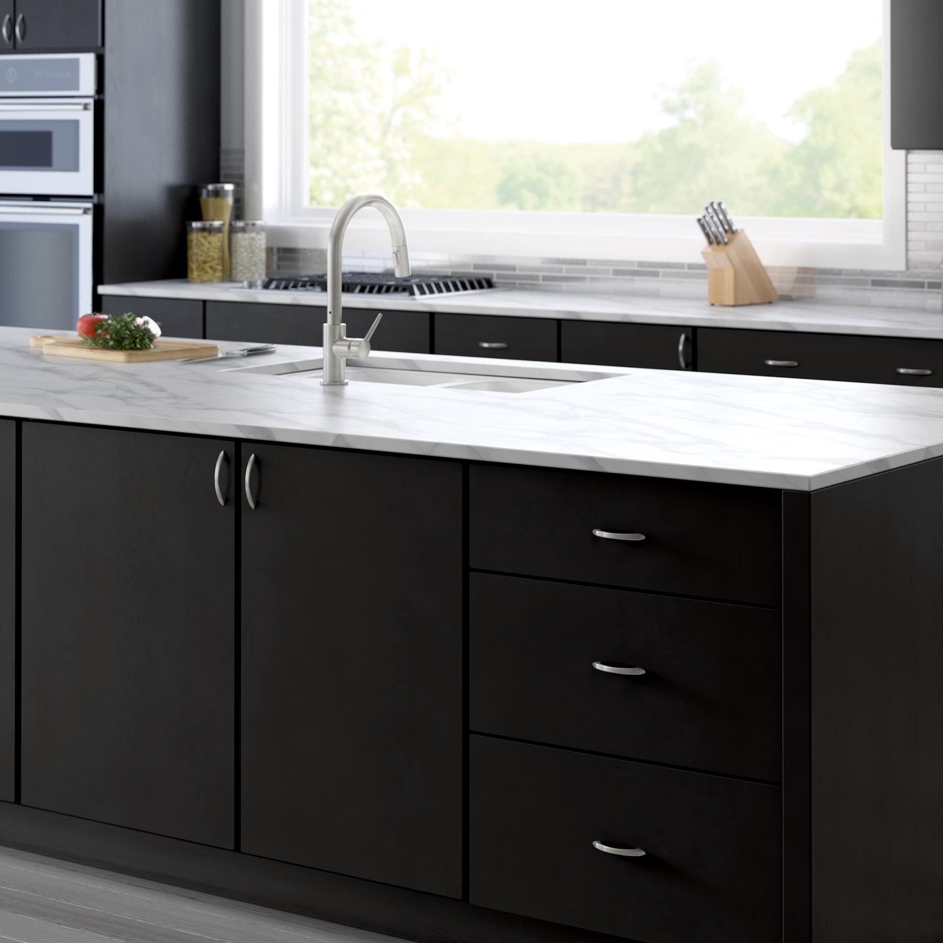 slide 6 of 6, allen + roth Fintan 3-in , 76mm Center to Center Satin Nickel Arch Handle Drawer Pull 10 -Pack, 1 ct