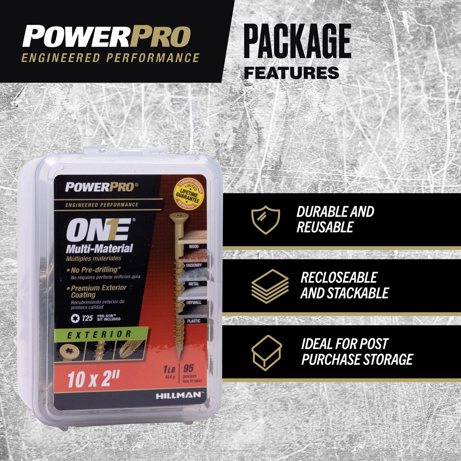 slide 5 of 5, Power Pro One #10 x 2-in Epoxy Exterior Wood screws (, 1 ct