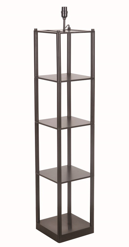 slide 4 of 6, allen + roth 63-in Bronze Shelf Floor Lamp with Fabric Shade, 1 ct