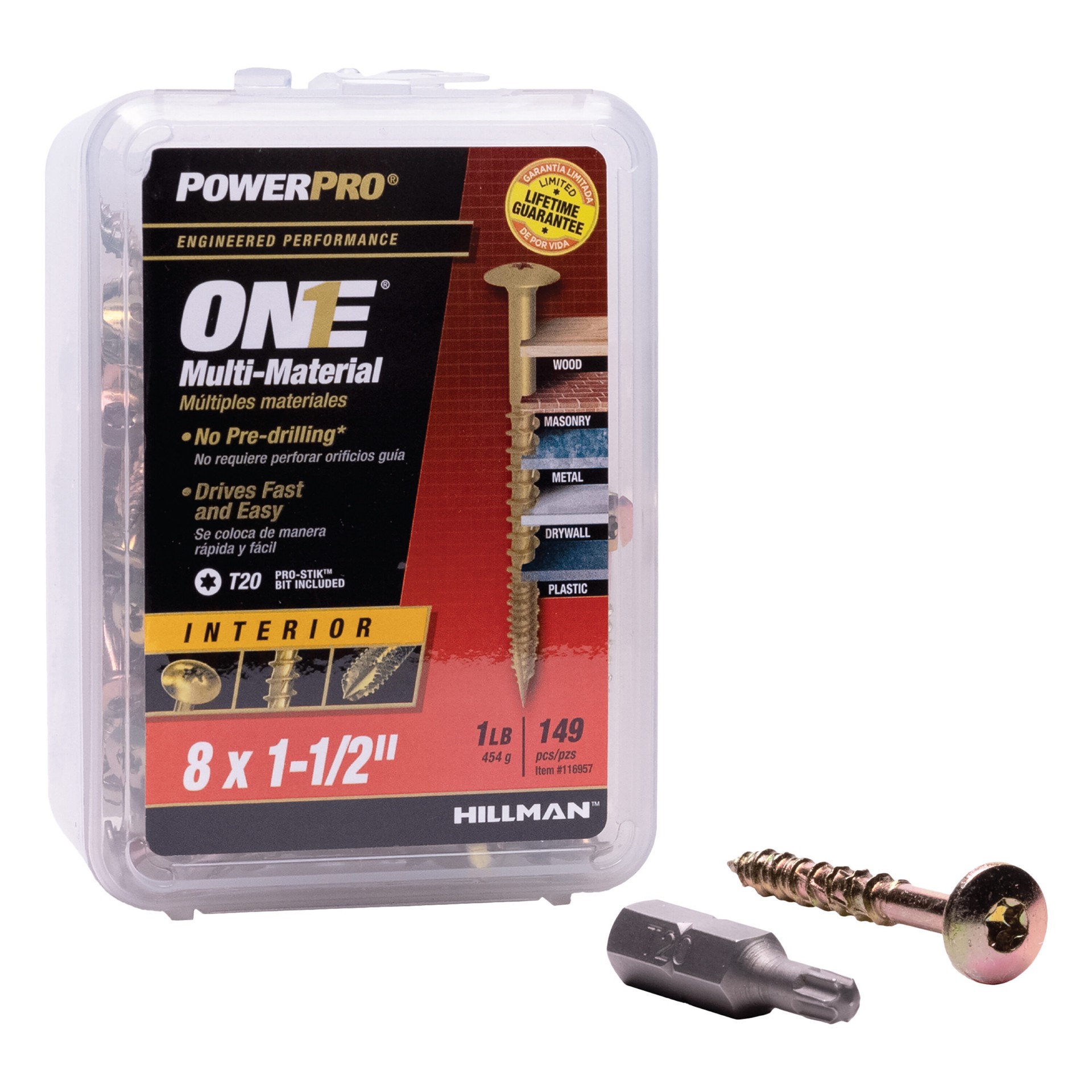 slide 2 of 5, Power Pro One #8 x 1-1/2-in Yellow zinc Interior Wood screws (, 1 ct