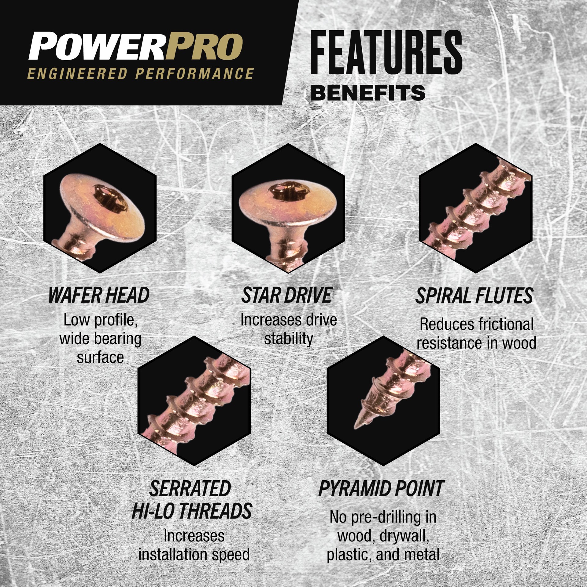 slide 4 of 5, Power Pro One #8 x 1-1/2-in Yellow zinc Interior Wood screws (, 1 ct