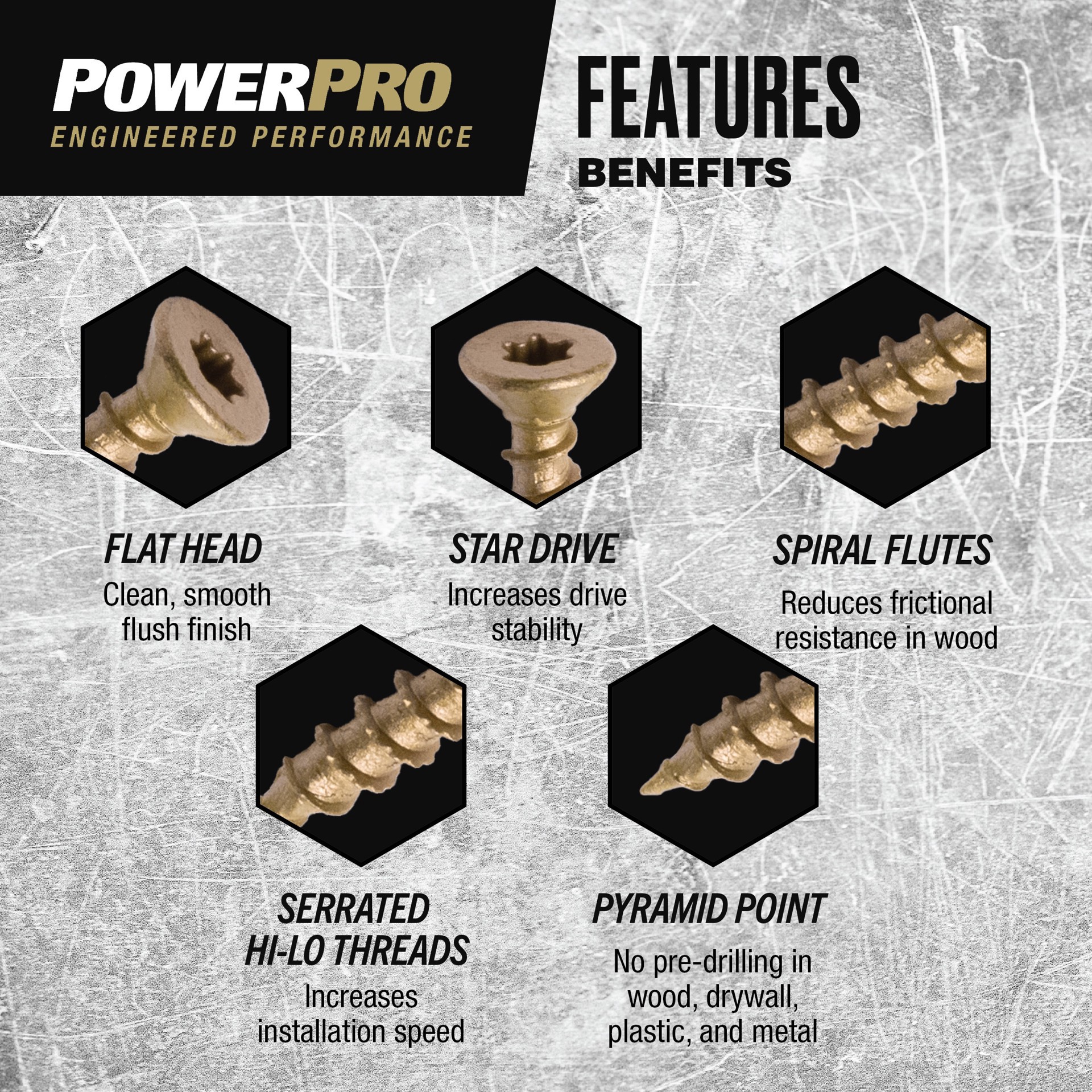 slide 4 of 5, Power Pro One #10 x 1-3/4-in Epoxy Exterior Wood screws ( 106 -Per Box ), 1 ct