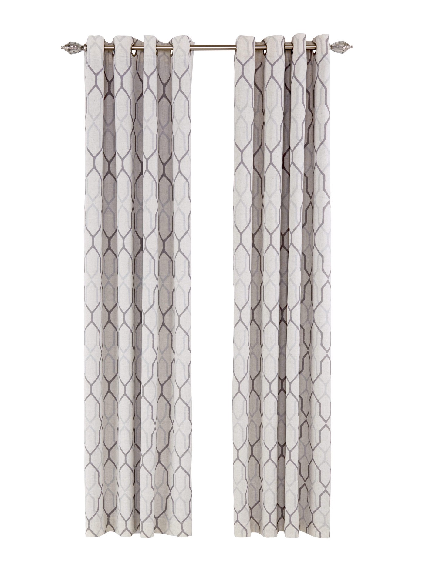 slide 3 of 6, allen + roth 84-in Mushroom Geometric Blackout Thermal lined Grommet Single curtain panel, 1 ct