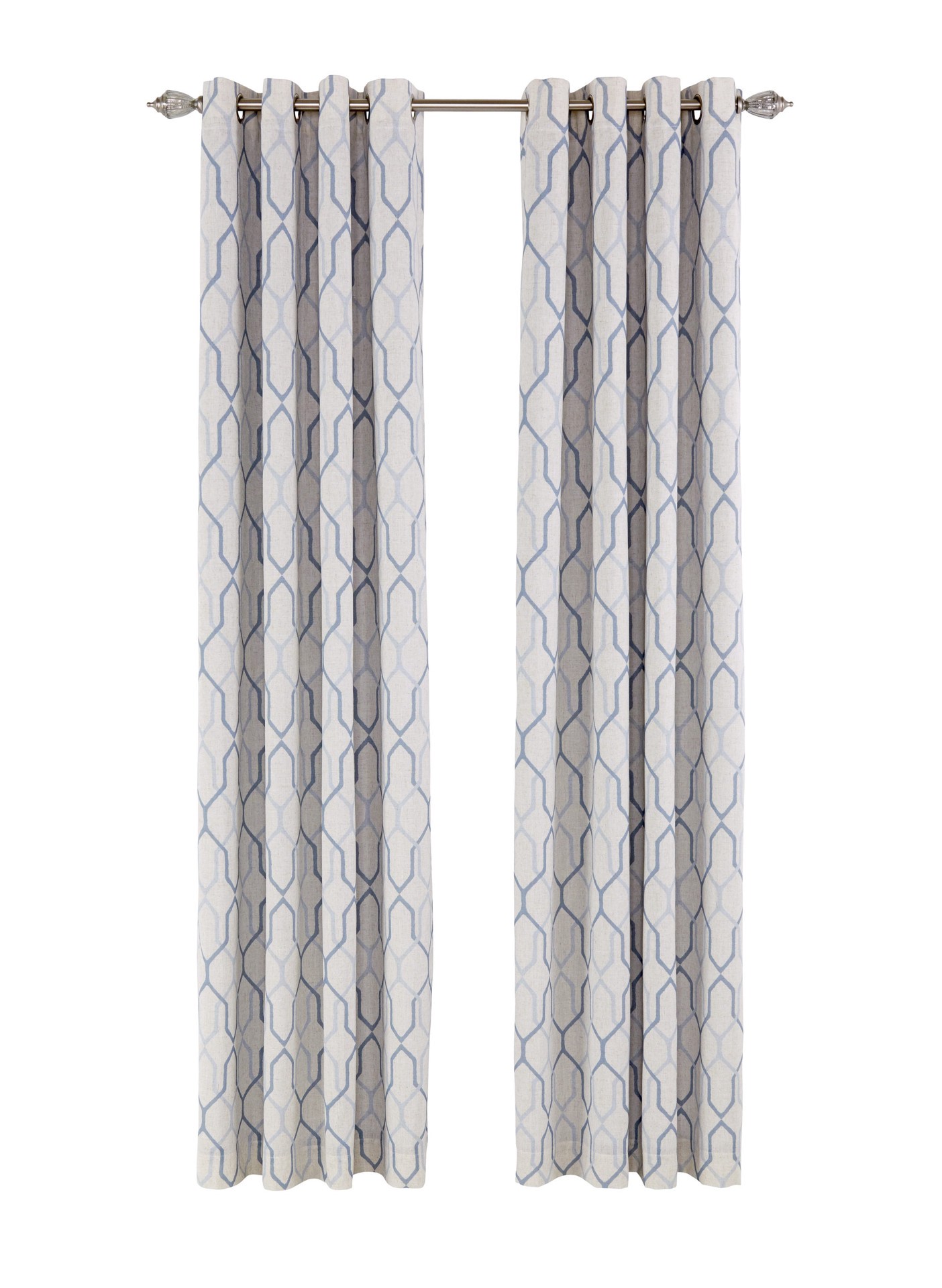 slide 3 of 6, allen + roth 84-in Ash Geometric Blackout Thermal lined Grommet Single curtain panel, 1 ct