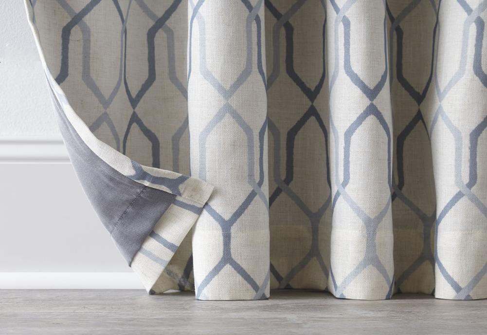 slide 6 of 6, allen + roth 84-in Ash Geometric Blackout Thermal lined Grommet Single curtain panel, 1 ct