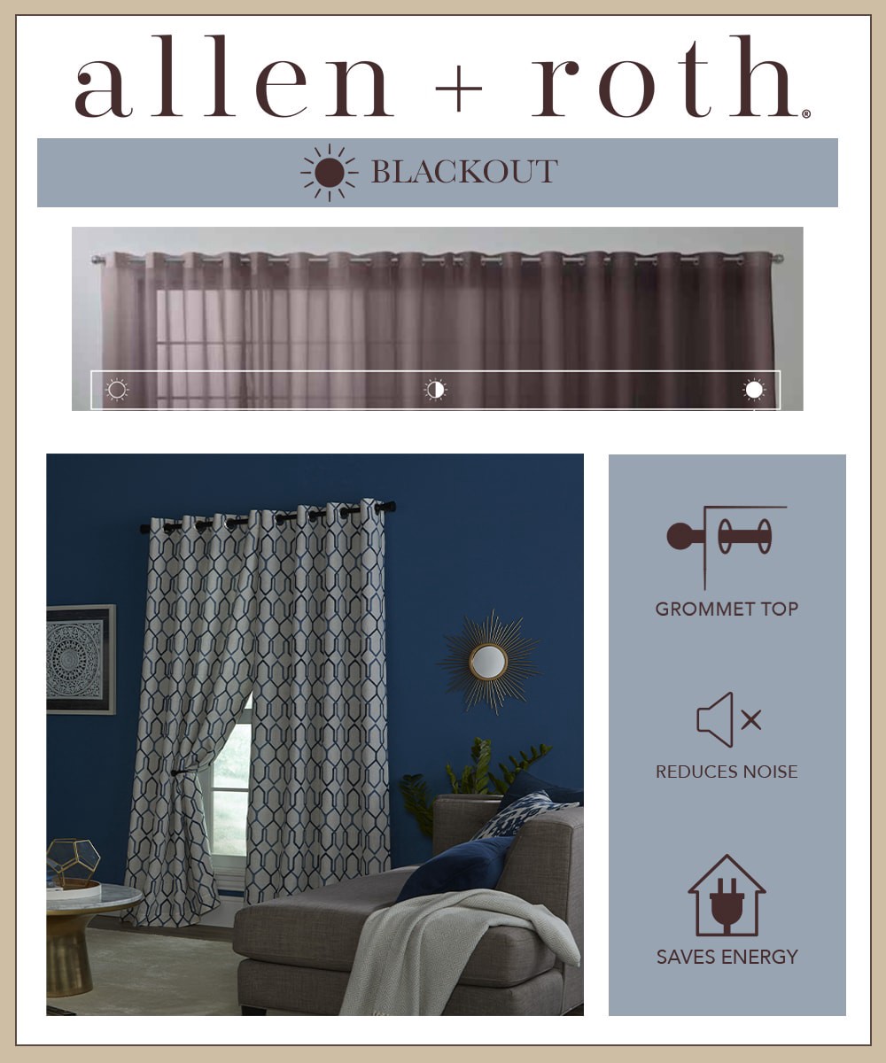 slide 5 of 6, allen + roth 84-in Admiral Geometric Blackout Thermal lined Grommet Single curtain panel, 1 ct