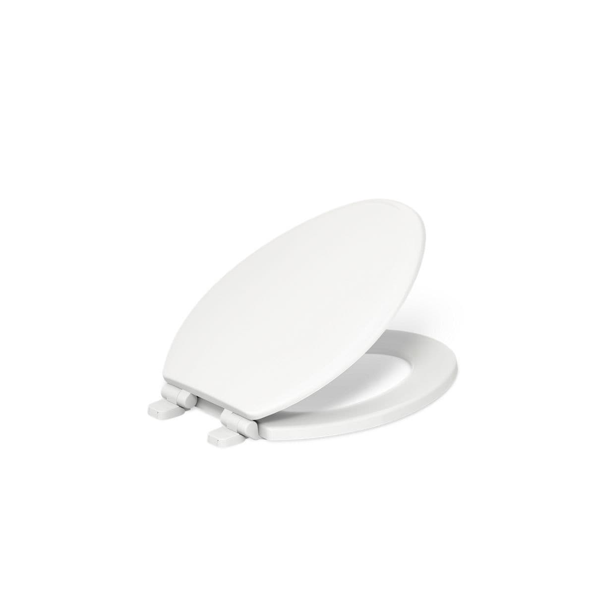 slide 1 of 6, KOHLER Ridgewood Wood White Elongated Soft Close Toilet Seat, 1 ct