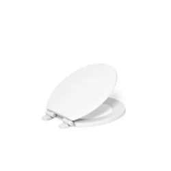 KOHLER Ridgewood Wood White Round Soft Close Toilet Seat
