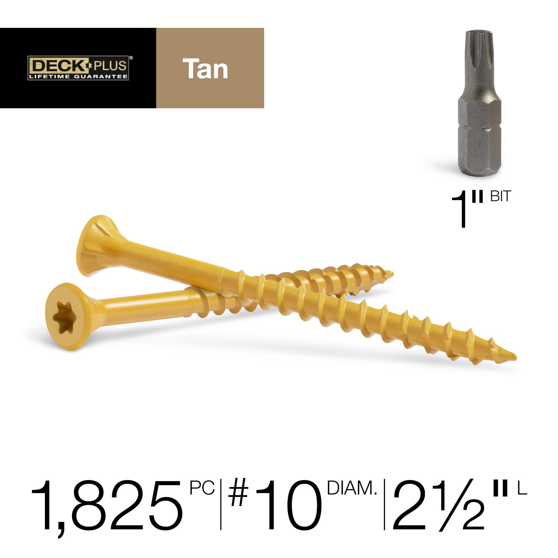 slide 2 of 6, Deck Plus #10 x 2-1/2-in Wood to wood Deck Screws ( 1825 -Per Box ), 1 ct