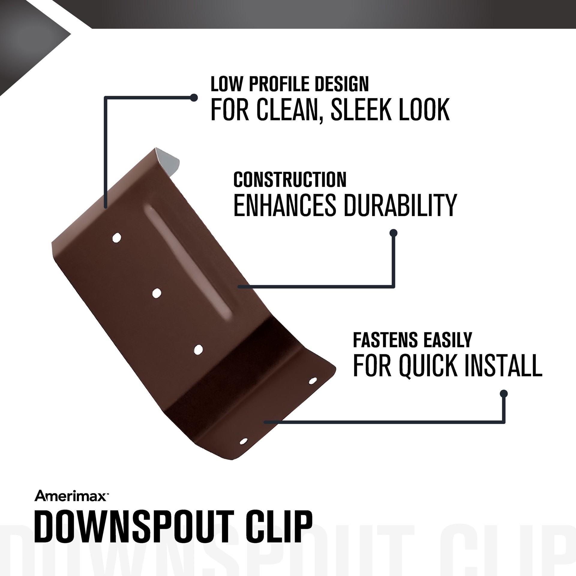 slide 2 of 4, Amerimax Aluminum 1.75-in Brown Downspout clip, 1 ct