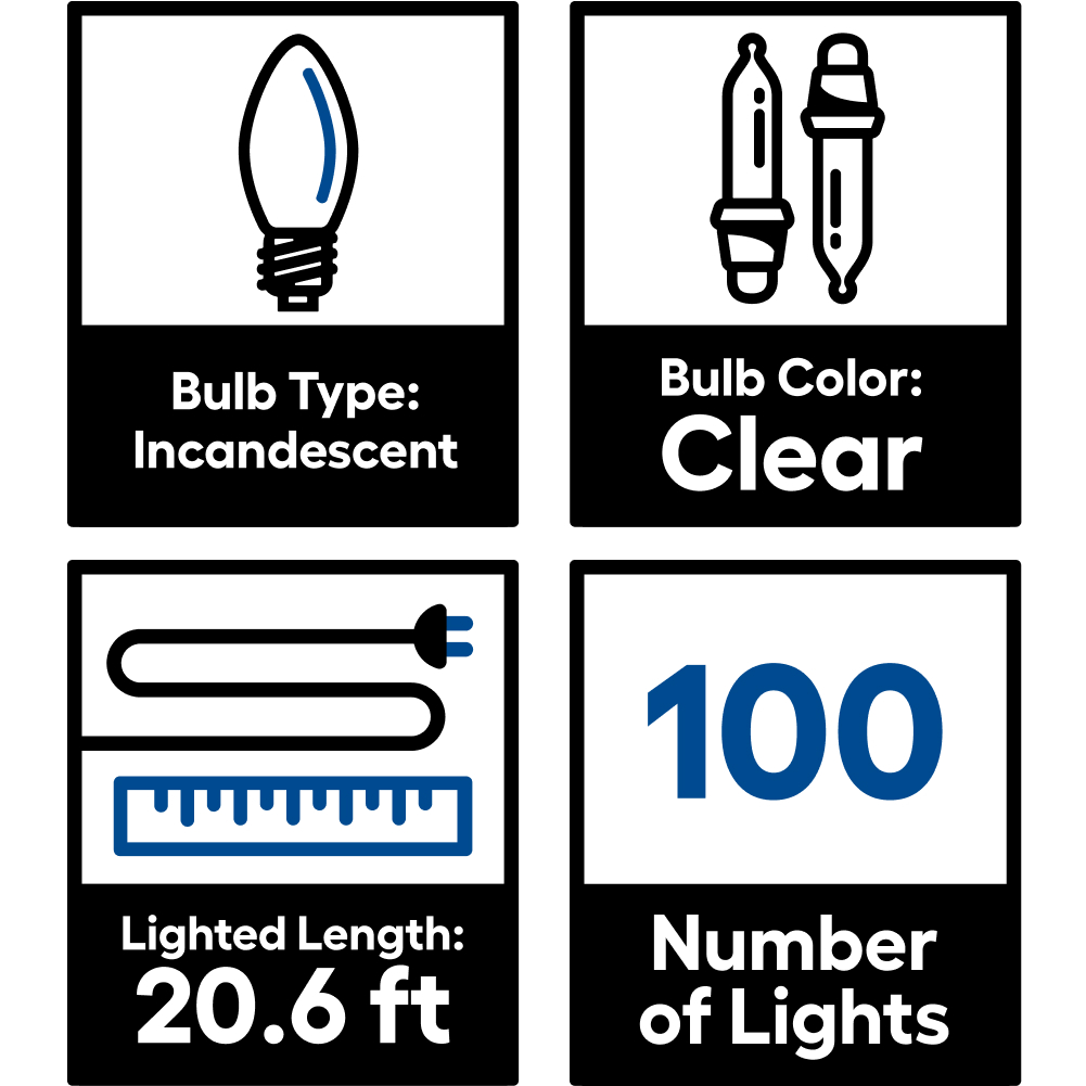 slide 6 of 6, GE 100-count ConstantON Clear Incandescent String Christmas Lights, 1 ct