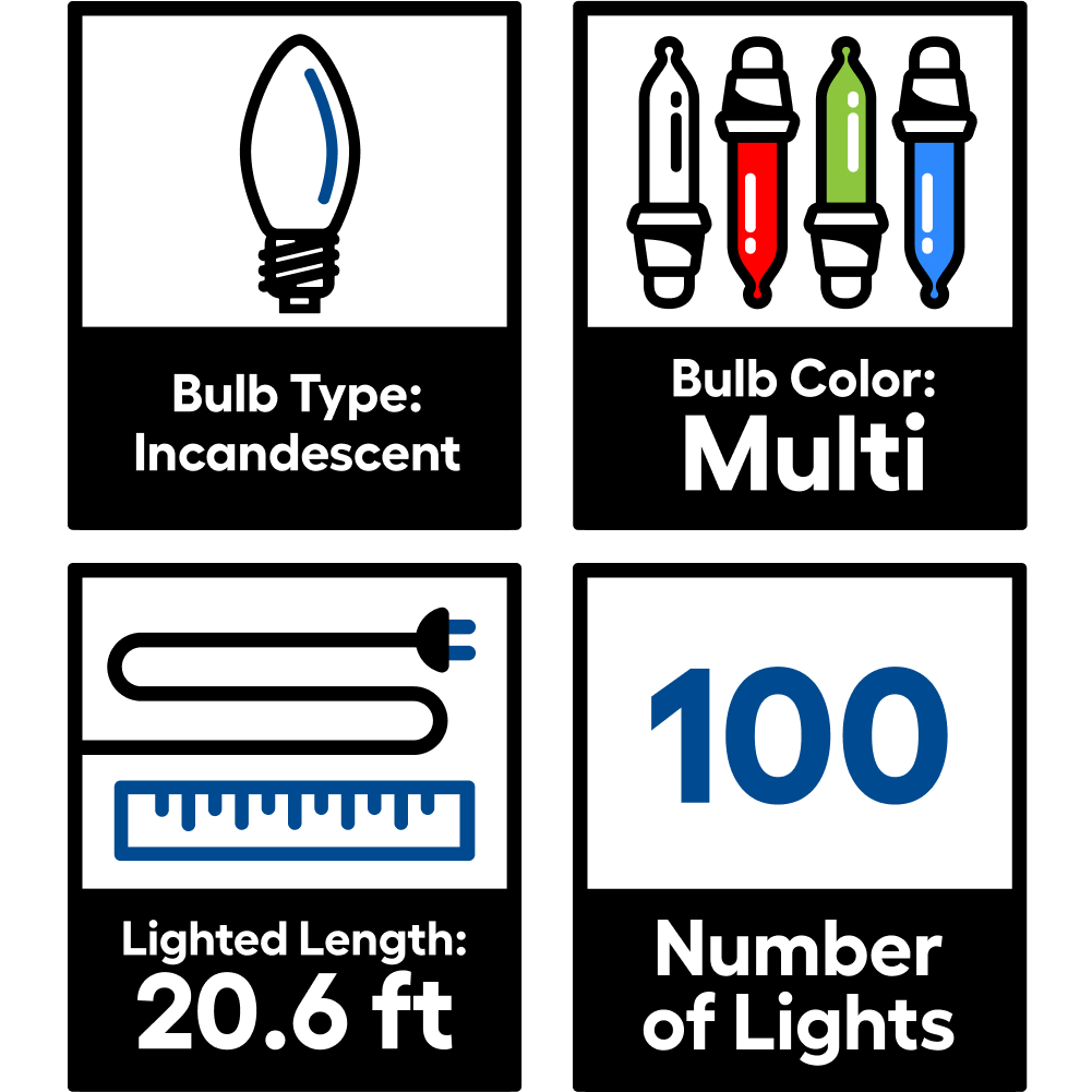 slide 6 of 6, GE 100-count ConstantON Multi-Color Incandescent String Christmas Lights, 1 ct