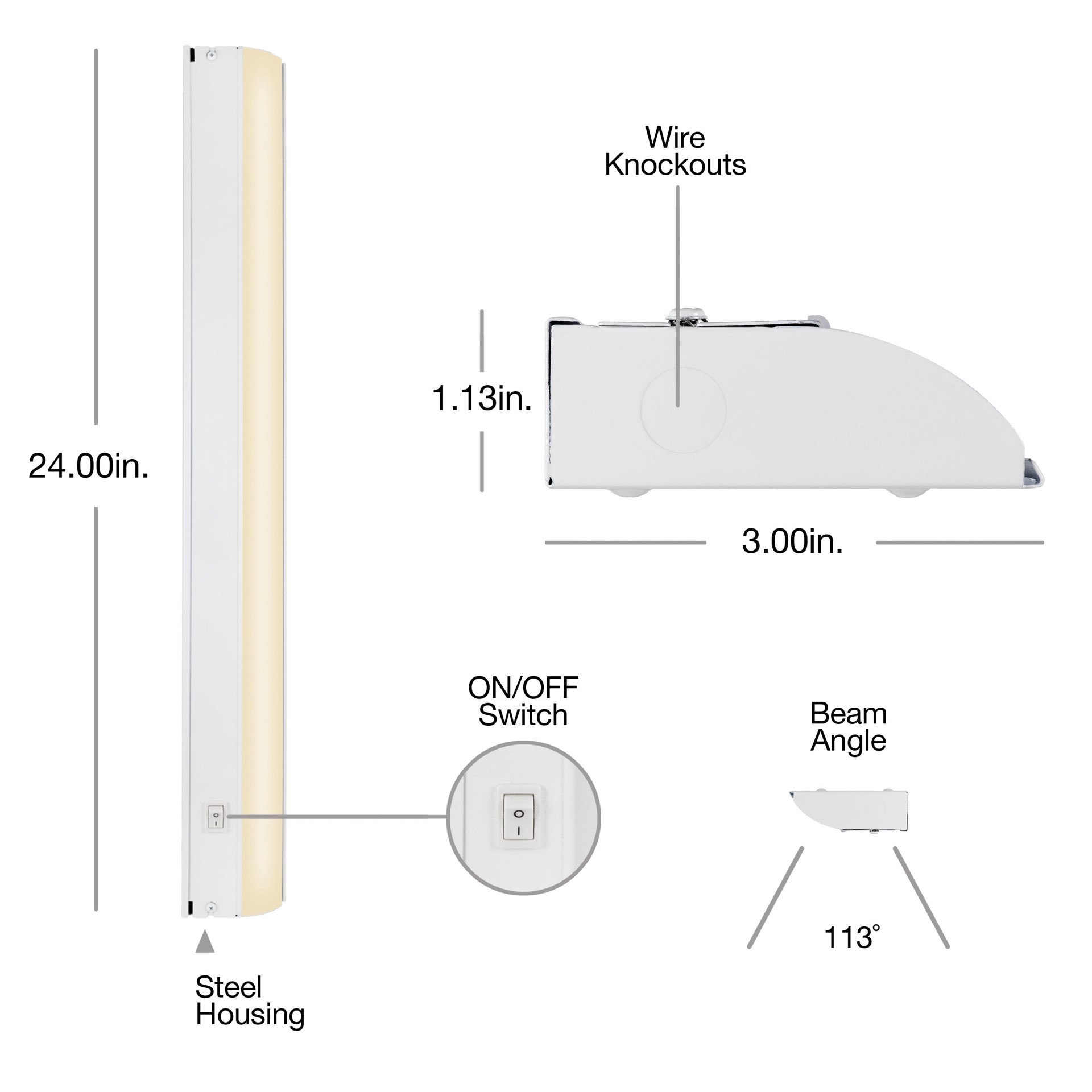 slide 6 of 6, Utilitech 24-in Hardwired LED Under Cabinet Light Bar, 1 ct