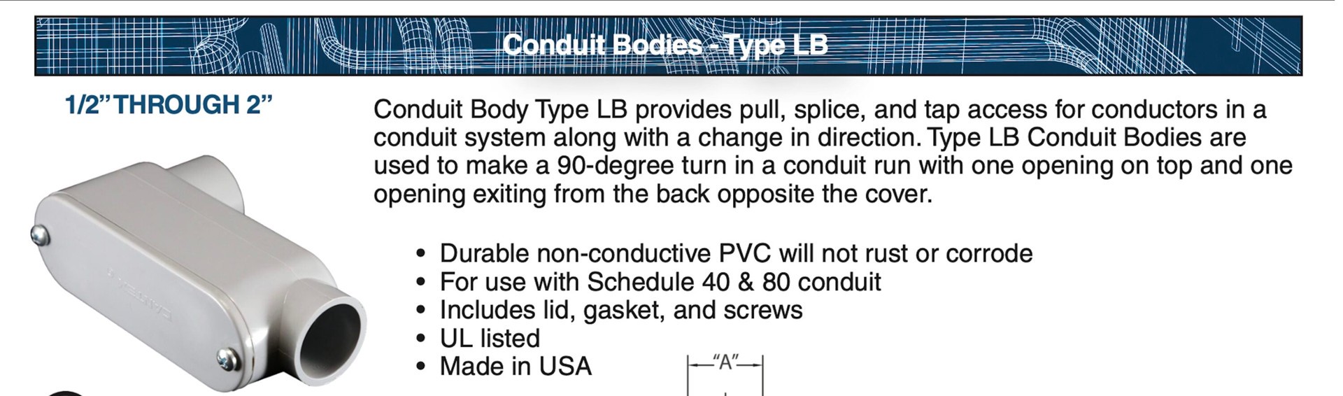 slide 3 of 5, CANTEX Type LB conduit body 1-in Plastic Type LB conduit bodies, 1 ct