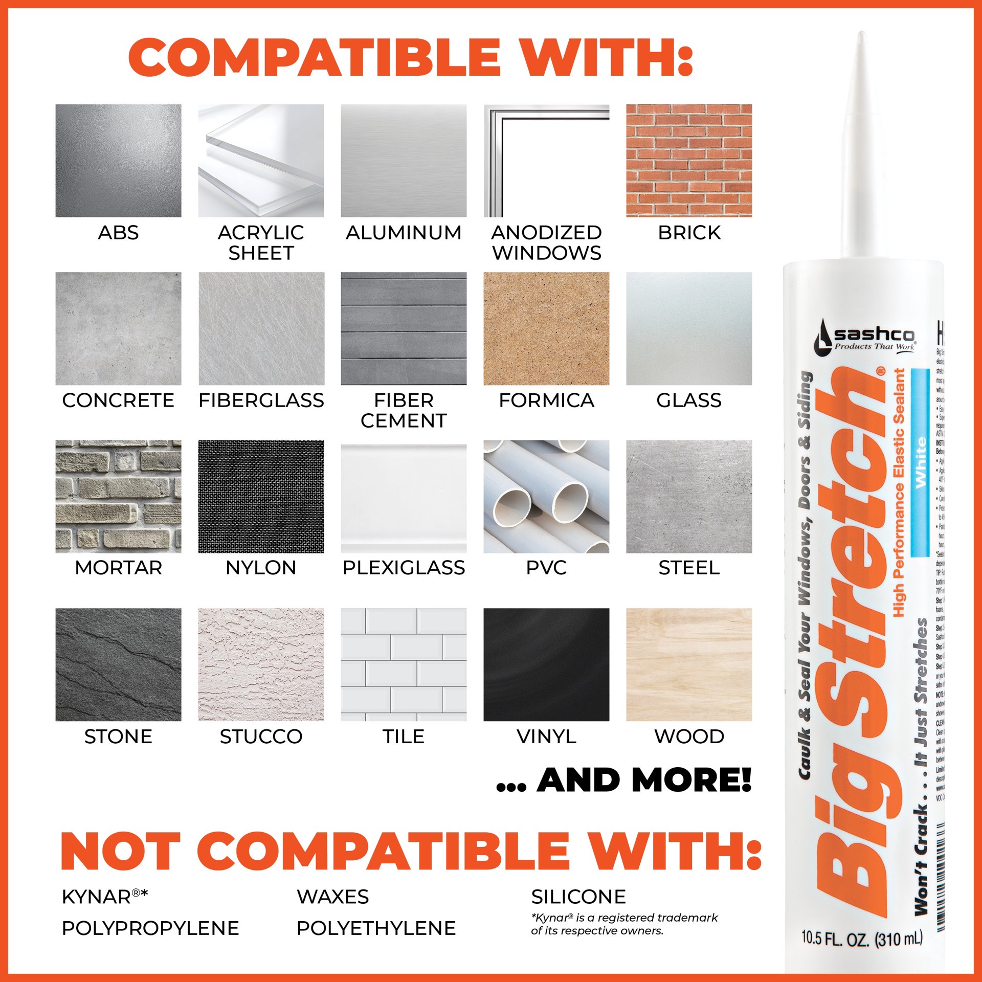 slide 3 of 6, Sashco Big Stretch 10.5-oz Window and Door Clear Paintable Latex Caulk, 1 ct