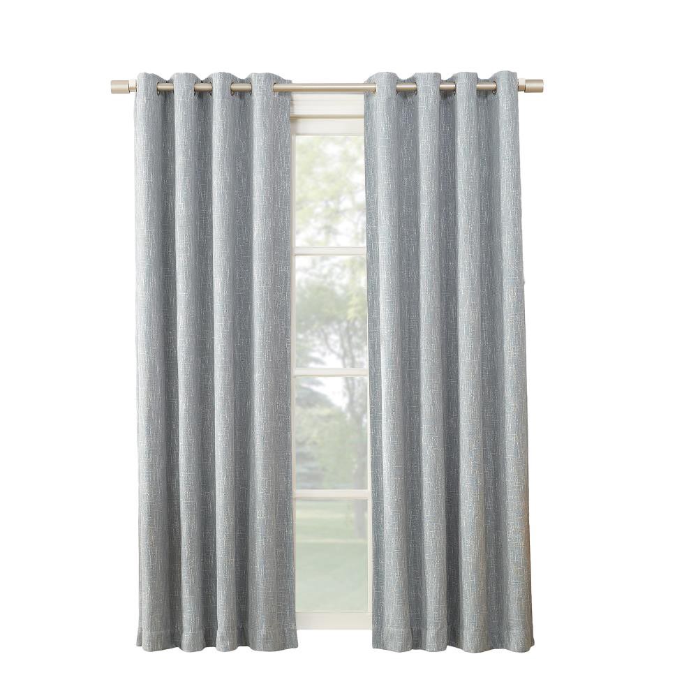 slide 1 of 6, allen + roth 84-in Dusty Blue Blackout Thermal lined Grommet Single curtain panel, 1 ct