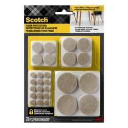 Scotch 78 -Pack Assorted Beige Round Felt furniture pads