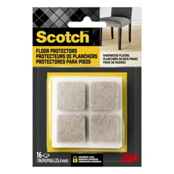 Scotch Square 16 -Pack 1-in Beige Square Felt furniture pads