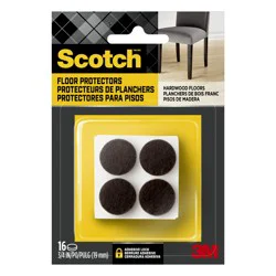 Scotch 16 -Pack 3/4-in Brown Round Felt furniture pads