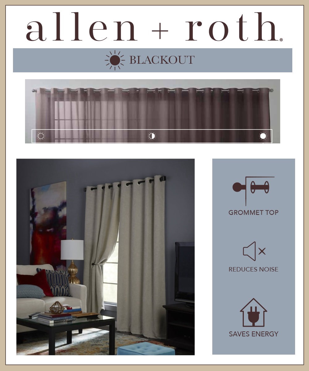 slide 5 of 6, allen + roth 84-in Stone Blackout Thermal lined Grommet Single curtain panel, 1 ct