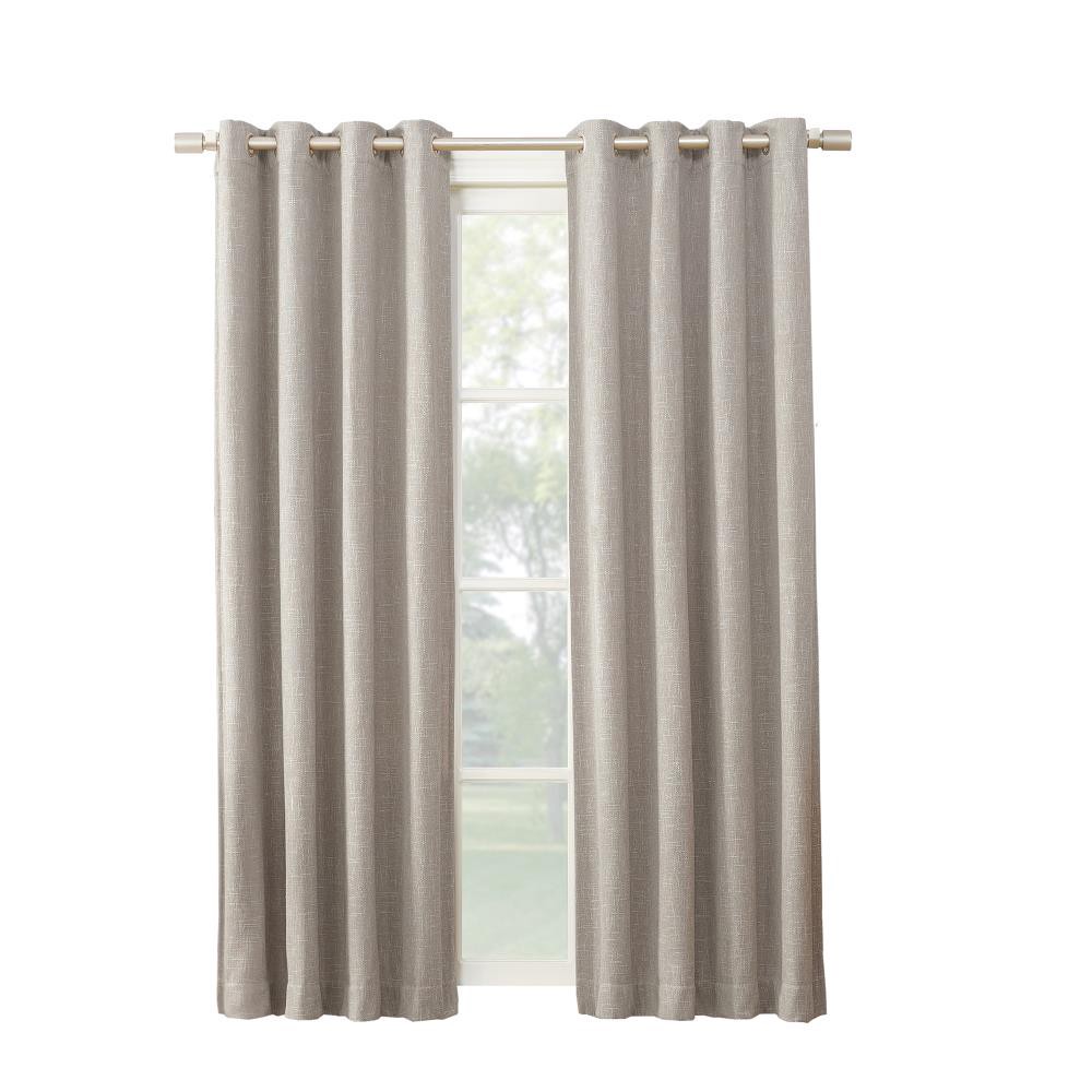 slide 1 of 6, allen + roth 84-in Stone Blackout Thermal lined Grommet Single curtain panel, 1 ct
