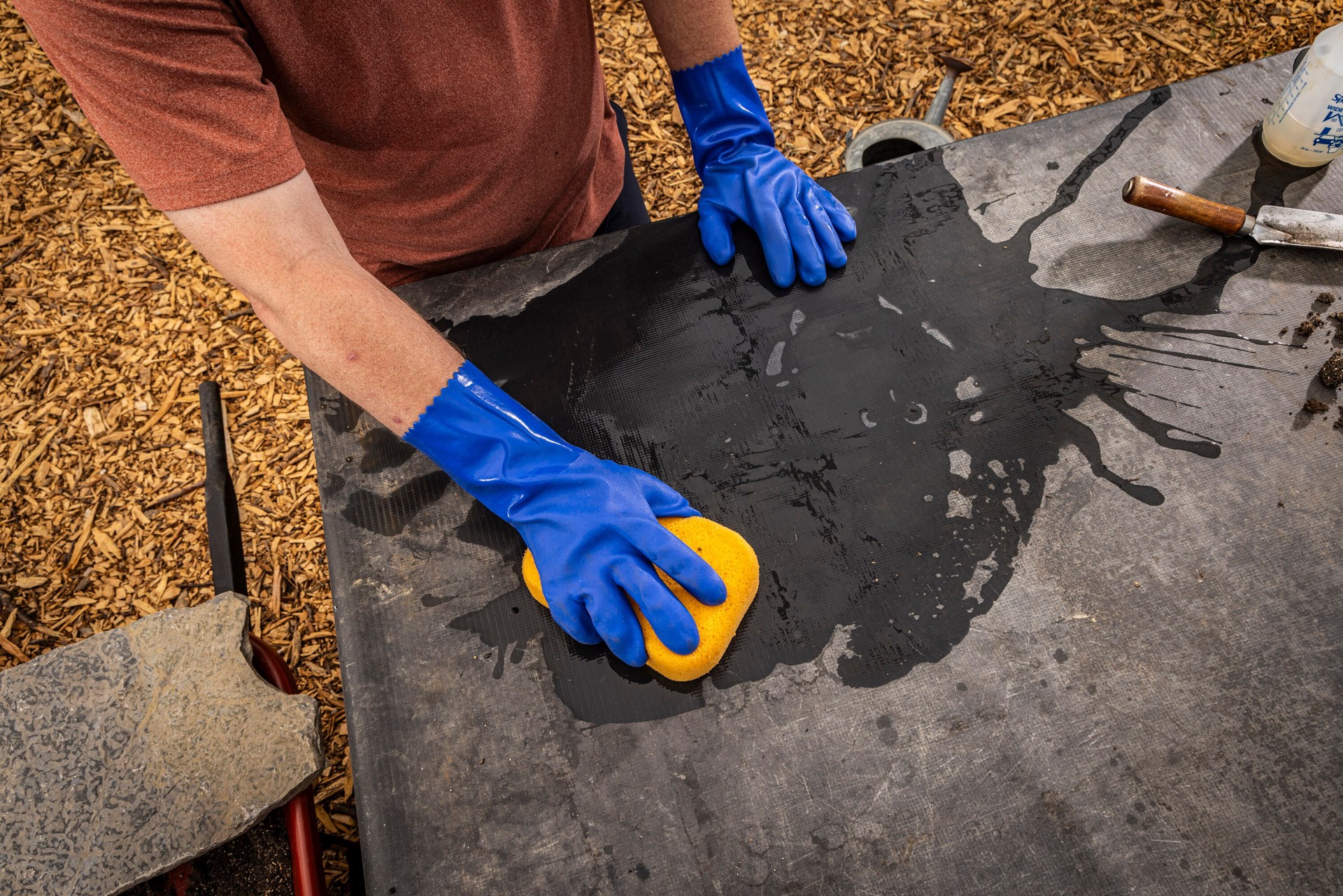 slide 4 of 6, Project Source Large Blue PVC Chemical handling Gloves 1 -Pairs, 1 ct