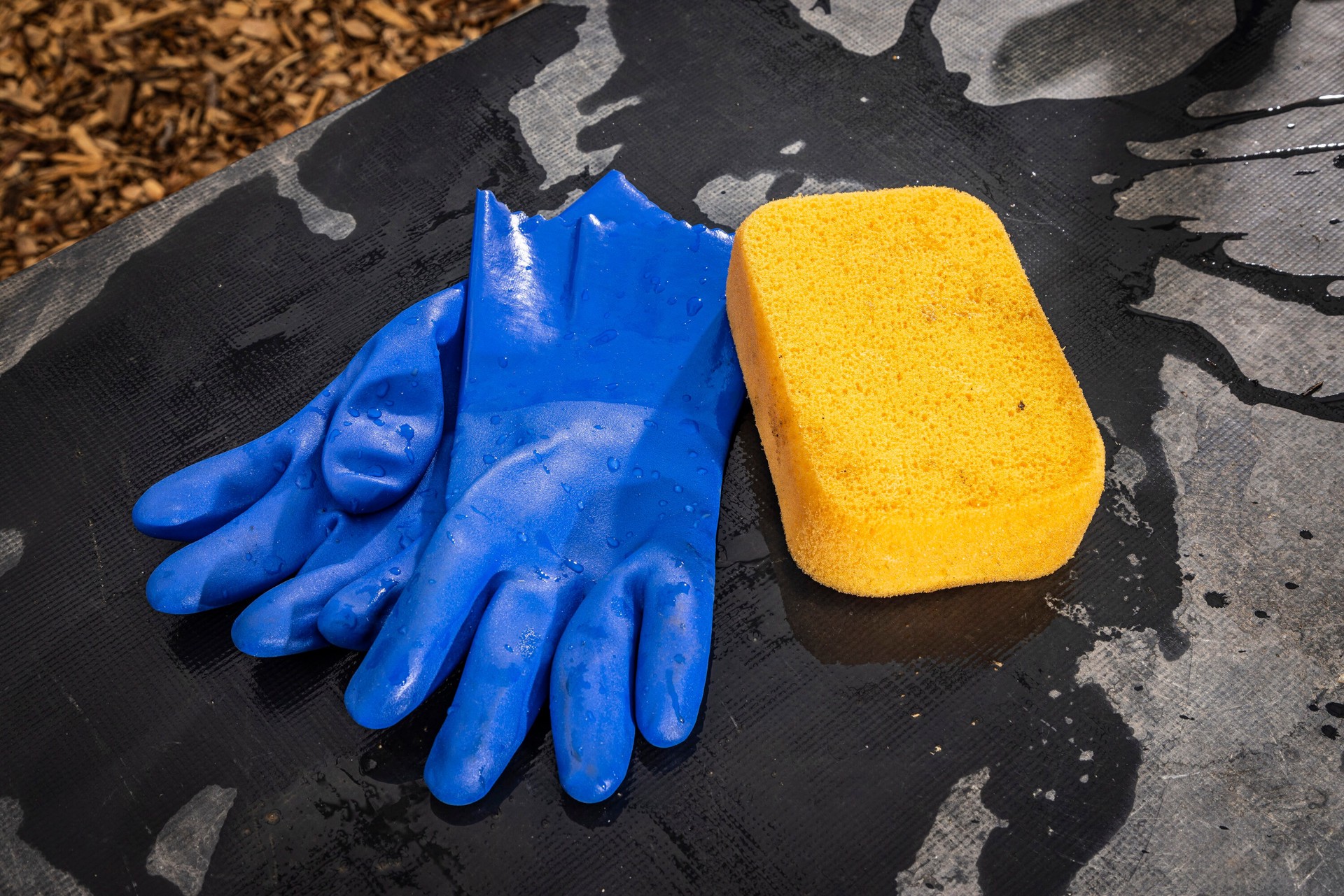 slide 5 of 6, Project Source Large Blue PVC Chemical handling Gloves 1 -Pairs, 1 ct