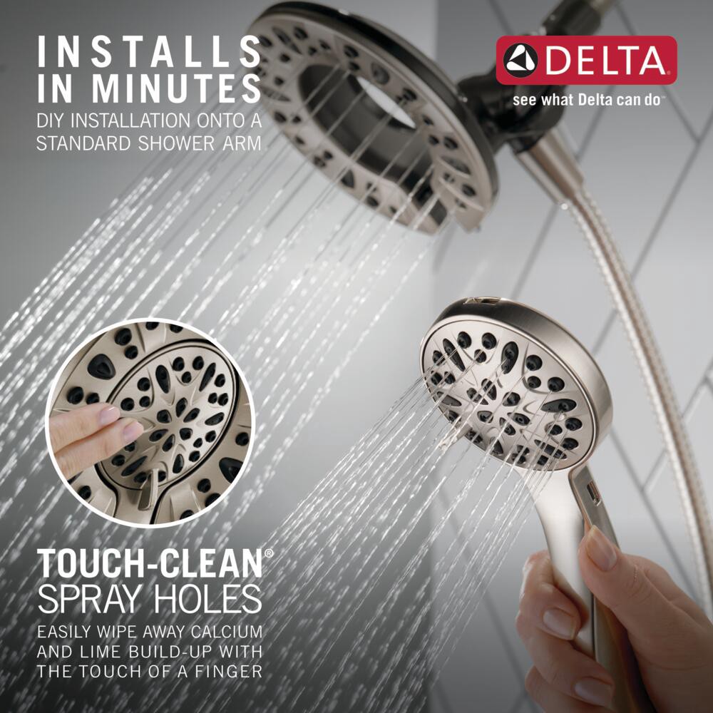slide 5 of 6, Delta In2ition 4.0 -Spray Spotshield Brushed Nickel 6.0-in Round Shower Head with Handheld Combo 2.5 GPM, 1 ct