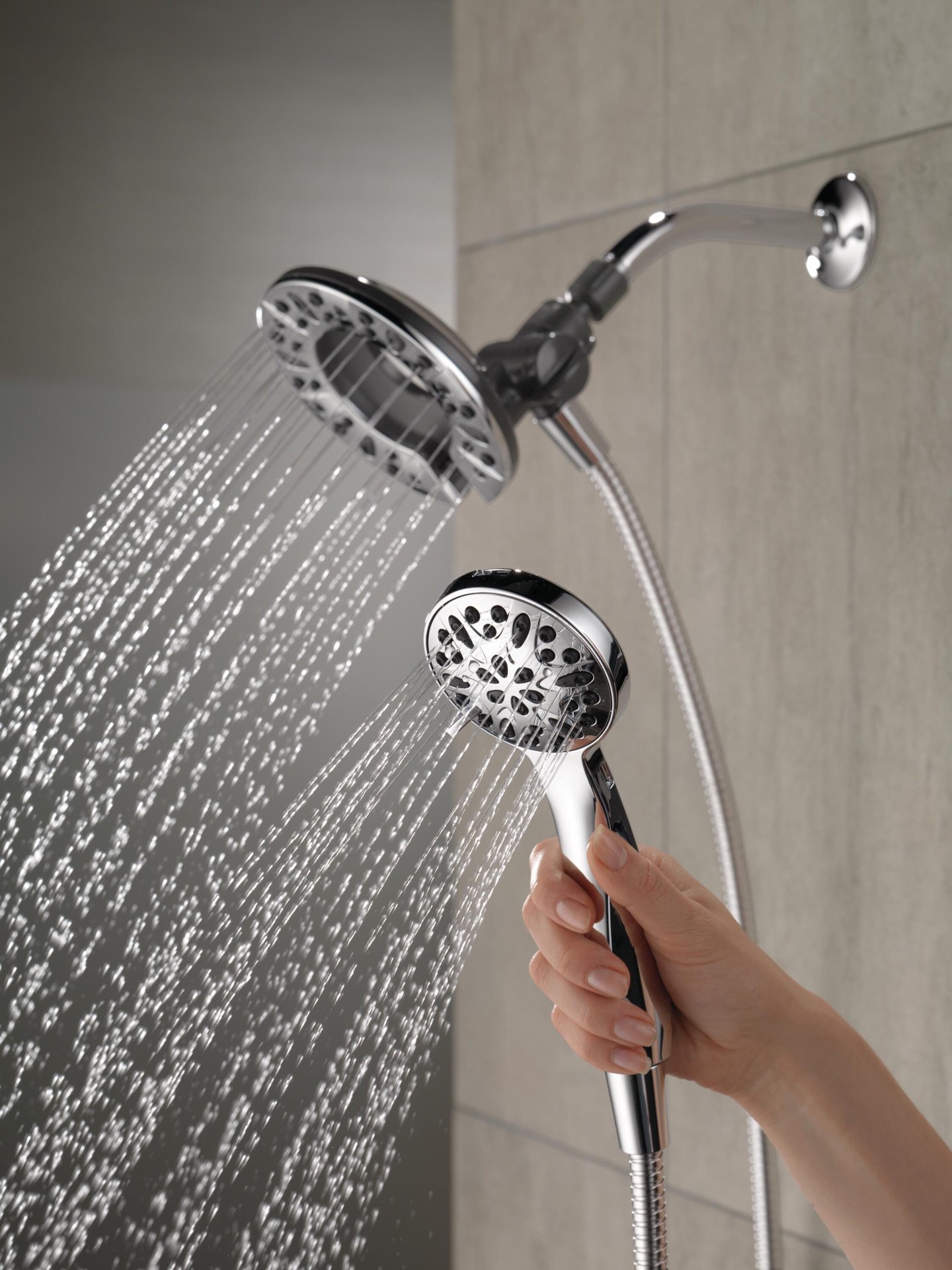 slide 2 of 6, Delta In2ition 4.0 -Spray Chrome 6.0000-in Round Shower Head with Handheld Combo 1.75 GPM, 1 ct