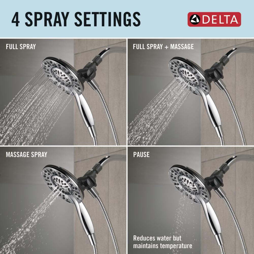 slide 5 of 6, Delta In2ition 4.0 -Spray Chrome 6.0000-in Round Shower Head with Handheld Combo 1.75 GPM, 1 ct