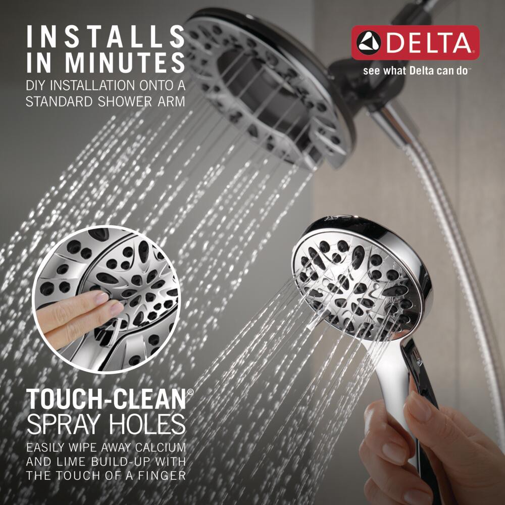slide 6 of 6, Delta In2ition 4.0 -Spray Chrome 6.0000-in Round Shower Head with Handheld Combo 1.75 GPM, 1 ct
